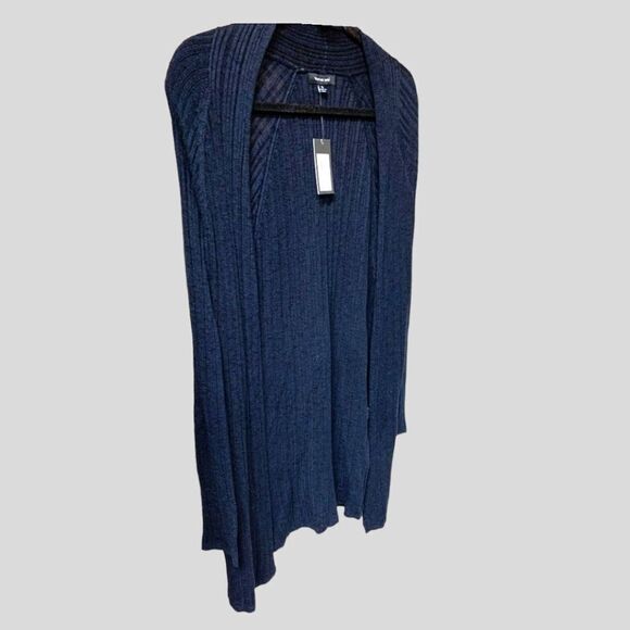 PRICE FIRM!;$36 VERVE AMI Women's Navey Blue Ribbed Design Cardigan - Picture 4 of 12
